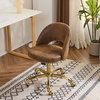 image:imageVINGLI Modern Teddy Fluffy Small Office ChairCute Desk Chair with WheelsGold BaseStuds Comfy Armless Swivel Vanity Task Chair for WomenGirlKids Nail Tech Chair for BedroomSmall SpaceWhiteRustic