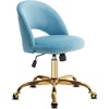image:imageVINGLI Modern Teddy Fluffy Small Office ChairCute Desk Chair with WheelsGold BaseStuds Comfy Armless Swivel Vanity Task Chair for WomenGirlKids Nail Tech Chair for BedroomSmall SpaceWhiteCruising Blue