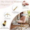 image:imageVINGLI Modern Teddy Fluffy Small Office ChairCute Desk Chair with WheelsGold BaseStuds Comfy Armless Swivel Vanity Task Chair for WomenGirlKids Nail Tech Chair for BedroomSmall SpaceWhitePink