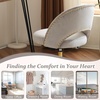 image:imageVINGLI Modern Teddy Fluffy Small Office ChairCute Desk Chair with WheelsGold BaseStuds Comfy Armless Swivel Vanity Task Chair for WomenGirlKids Nail Tech Chair for BedroomSmall SpaceWhiteGrey
