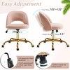 image:imageVINGLI Modern Teddy Fluffy Small Office ChairCute Desk Chair with WheelsGold BaseStuds Comfy Armless Swivel Vanity Task Chair for WomenGirlKids Nail Tech Chair for BedroomSmall SpaceWhitePink