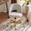 image:imageVINGLI Modern Teddy Fluffy Small Office ChairCute Desk Chair with WheelsGold BaseStuds Comfy Armless Swivel Vanity Task Chair for WomenGirlKids Nail Tech Chair for BedroomSmall SpaceWhiteGrey