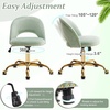 image:imageVINGLI Modern Teddy Fluffy Small Office ChairCute Desk Chair with WheelsGold BaseStuds Comfy Armless Swivel Vanity Task Chair for WomenGirlKids Nail Tech Chair for BedroomSmall SpaceWhiteMint Green