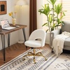 image:imageVINGLI Modern Teddy Fluffy Small Office ChairCute Desk Chair with WheelsGold BaseStuds Comfy Armless Swivel Vanity Task Chair for WomenGirlKids Nail Tech Chair for BedroomSmall SpaceWhiteWhiteteddy Fleece