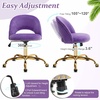 image:imageVINGLI Modern Teddy Fluffy Small Office ChairCute Desk Chair with WheelsGold BaseStuds Comfy Armless Swivel Vanity Task Chair for WomenGirlKids Nail Tech Chair for BedroomSmall SpaceWhiteViolet Purple
