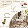 image:imageVINGLI Modern Teddy Fluffy Small Office ChairCute Desk Chair with WheelsGold BaseStuds Comfy Armless Swivel Vanity Task Chair for WomenGirlKids Nail Tech Chair for BedroomSmall SpaceWhiteWhite
