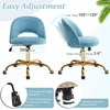 image:imageVINGLI Modern Teddy Fluffy Small Office ChairCute Desk Chair with WheelsGold BaseStuds Comfy Armless Swivel Vanity Task Chair for WomenGirlKids Nail Tech Chair for BedroomSmall SpaceWhiteCruising Blue