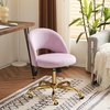 image:imageVINGLI Modern Teddy Fluffy Small Office ChairCute Desk Chair with WheelsGold BaseStuds Comfy Armless Swivel Vanity Task Chair for WomenGirlKids Nail Tech Chair for BedroomSmall SpaceWhiteLight Purple