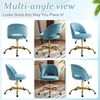 image:imageVINGLI Modern Teddy Fluffy Small Office ChairCute Desk Chair with WheelsGold BaseStuds Comfy Armless Swivel Vanity Task Chair for WomenGirlKids Nail Tech Chair for BedroomSmall SpaceWhiteCruising Blue