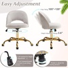 image:imageVINGLI Modern Teddy Fluffy Small Office ChairCute Desk Chair with WheelsGold BaseStuds Comfy Armless Swivel Vanity Task Chair for WomenGirlKids Nail Tech Chair for BedroomSmall SpaceWhiteGrey
