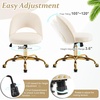 image:imageVINGLI Modern Teddy Fluffy Small Office ChairCute Desk Chair with WheelsGold BaseStuds Comfy Armless Swivel Vanity Task Chair for WomenGirlKids Nail Tech Chair for BedroomSmall SpaceWhiteBeige