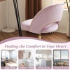 image:imageVINGLI Modern Teddy Fluffy Small Office ChairCute Desk Chair with WheelsGold BaseStuds Comfy Armless Swivel Vanity Task Chair for WomenGirlKids Nail Tech Chair for BedroomSmall SpaceWhiteLight Purple