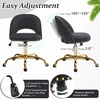 image:imageVINGLI Modern Teddy Fluffy Small Office ChairCute Desk Chair with WheelsGold BaseStuds Comfy Armless Swivel Vanity Task Chair for WomenGirlKids Nail Tech Chair for BedroomSmall SpaceWhiteBlack