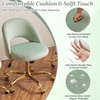 image:imageVINGLI Modern Teddy Fluffy Small Office ChairCute Desk Chair with WheelsGold BaseStuds Comfy Armless Swivel Vanity Task Chair for WomenGirlKids Nail Tech Chair for BedroomSmall SpaceWhiteMint Green
