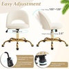 image:imageVINGLI Modern Teddy Fluffy Small Office ChairCute Desk Chair with WheelsGold BaseStuds Comfy Armless Swivel Vanity Task Chair for WomenGirlKids Nail Tech Chair for BedroomSmall SpaceWhiteWhite
