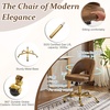 image:imageVINGLI Modern Teddy Fluffy Small Office ChairCute Desk Chair with WheelsGold BaseStuds Comfy Armless Swivel Vanity Task Chair for WomenGirlKids Nail Tech Chair for BedroomSmall SpaceWhiteRustic