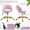 image:imageVINGLI Modern Teddy Fluffy Small Office ChairCute Desk Chair with WheelsGold BaseStuds Comfy Armless Swivel Vanity Task Chair for WomenGirlKids Nail Tech Chair for BedroomSmall SpaceWhiteLight Purple