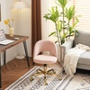 image:imageVINGLI Modern Teddy Fluffy Small Office ChairCute Desk Chair with WheelsGold BaseStuds Comfy Armless Swivel Vanity Task Chair for WomenGirlKids Nail Tech Chair for BedroomSmall SpaceWhitePink