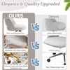 image:imageVINGLI Modern Teddy Fluffy Small Office ChairCute Desk Chair with WheelsGold BaseStuds Comfy Armless Swivel Vanity Task Chair for WomenGirlKids Nail Tech Chair for BedroomSmall SpaceWhiteGrey