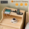 image:imageVINGLI Night Stand Set of 2 Rattan Nightstands with Charging Station 1772 W Boho Wood Nightstand for Bedroom Bed Side Table with Charging Station Wooden Night Stands Oak Real Rattan End TableOak
