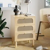 image:imageVINGLI Night Stand Set of 2 Rattan Nightstands with Charging Station 1772 W Boho Wood Nightstand for Bedroom Bed Side Table with Charging Station Wooden Night Stands Oak Real Rattan End TableOak