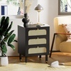 image:imageVINGLI Night Stand Set of 2 Rattan Nightstands with Charging Station 1772 W Boho Wood Nightstand for Bedroom Bed Side Table with Charging Station Wooden Night Stands Oak Real Rattan End TableBlack