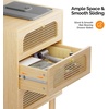 image:imageVINGLI Night Stand Set of 2 Rattan Nightstands with Charging Station 1772 W Boho Wood Nightstand for Bedroom Bed Side Table with Charging Station Wooden Night Stands Oak Real Rattan End TableOak