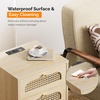 image:imageVINGLI Night Stand Set of 2 Rattan Nightstands with Charging Station 1772 W Boho Wood Nightstand for Bedroom Bed Side Table with Charging Station Wooden Night Stands Oak Real Rattan End TableWhite