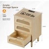 image:imageVINGLI Night Stand Set of 2 Rattan Nightstands with Charging Station 1772 W Boho Wood Nightstand for Bedroom Bed Side Table with Charging Station Wooden Night Stands Oak Real Rattan End TableWhite