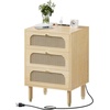 image:imageVINGLI Night Stand Set of 2 Rattan Nightstands with Charging Station 1772 W Boho Wood Nightstand for Bedroom Bed Side Table with Charging Station Wooden Night Stands Oak Real Rattan End TableOak