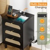 image:imageVINGLI Night Stand Set of 2 Rattan Nightstands with Charging Station 1772 W Boho Wood Nightstand for Bedroom Bed Side Table with Charging Station Wooden Night Stands Oak Real Rattan End TableBlack