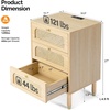 image:imageVINGLI Night Stand Set of 2 Rattan Nightstands with Charging Station 1772 W Boho Wood Nightstand for Bedroom Bed Side Table with Charging Station Wooden Night Stands Oak Real Rattan End TableOak