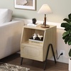 image:imageVINGLI Night Stand Set of 2 Rattan Nightstands with Charging Station 1772 W Boho Wood Nightstand for Bedroom Bed Side Table with Charging Station Wooden Night Stands Oak Real Rattan End TableOak