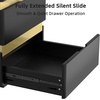 image:imageVINGLI Nightstand Set of 2 Led Nightstand with Charging Station 3 Drawer Nightstand Smart Nightstand Wood Nightstand Acrylic Nightstand Bedroom Modern Nightstand Black Night StandBlack