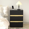 image:imageVINGLI Nightstand Set of 2 Led Nightstand with Charging Station 3 Drawer Nightstand Smart Nightstand Wood Nightstand Acrylic Nightstand Bedroom Modern Nightstand Black Night StandBlack