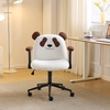 image:imageVINGLI Panda Cute Vanity Chair with Flipup Armrests Adjustable Height Swivel Home Office Desk Chair with Wheels Ergonomic Wide Teddy Fleece Fabric Office Chairfor Bedroom Makeup Teens GrayBrown