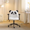 image:imageVINGLI Panda Cute Vanity Chair with Flipup Armrests Adjustable Height Swivel Home Office Desk Chair with Wheels Ergonomic Wide Teddy Fleece Fabric Office Chairfor Bedroom Makeup Teens GrayBlack