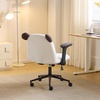 image:imageVINGLI Panda Cute Vanity Chair with Flipup Armrests Adjustable Height Swivel Home Office Desk Chair with Wheels Ergonomic Wide Teddy Fleece Fabric Office Chairfor Bedroom Makeup Teens GrayGrey