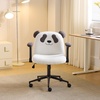 image:imageVINGLI Panda Cute Vanity Chair with Flipup Armrests Adjustable Height Swivel Home Office Desk Chair with Wheels Ergonomic Wide Teddy Fleece Fabric Office Chairfor Bedroom Makeup Teens GrayGrey
