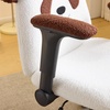 image:imageVINGLI Panda Cute Vanity Chair with Flipup Armrests Adjustable Height Swivel Home Office Desk Chair with Wheels Ergonomic Wide Teddy Fleece Fabric Office Chairfor Bedroom Makeup Teens GrayBrown