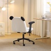 image:imageVINGLI Panda Cute Vanity Chair with Flipup Armrests Adjustable Height Swivel Home Office Desk Chair with Wheels Ergonomic Wide Teddy Fleece Fabric Office Chairfor Bedroom Makeup Teens GrayBlack