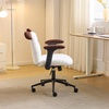 image:imageVINGLI Panda Cute Vanity Chair with Flipup Armrests Adjustable Height Swivel Home Office Desk Chair with Wheels Ergonomic Wide Teddy Fleece Fabric Office Chairfor Bedroom Makeup Teens GrayBrown