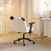 image:imageVINGLI Panda Cute Vanity Chair with Flipup Armrests Adjustable Height Swivel Home Office Desk Chair with Wheels Ergonomic Wide Teddy Fleece Fabric Office Chairfor Bedroom Makeup Teens GrayBrown