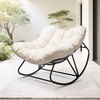 image:imageVINGLI Papasan Rocking Chair Iron Frame Wicker Patio Chair with Thick Cushion Indoor Outdoor Rocker for Bedroom Porch Garden Beige
