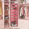 image:imageVINGLI Pink Rotating Shoe Rack Tower 7 Tier 360Shoe Storage for Girls Room 73 Tall Vertical Carousel Organizer for Kids Shoes Toys amp Dolls Cute Nursery Corner Shelves No Tool AssemblyPink