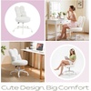 image:imageVINGLI Playful Rabbit Ear Swivel Green Vanity Desk Chair with wheelsampBow PillowCute Comfy Small Armless Adjustable Rolling Stool for BedroomHome Officefor KidsTeensGirlsWomenAdultsTeddy FleeceMarshmallow White