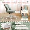 image:imageVINGLI Playful Rabbit Ear Swivel Green Vanity Desk Chair with wheelsampBow PillowCute Comfy Small Armless Adjustable Rolling Stool for BedroomHome Officefor KidsTeensGirlsWomenAdultsTeddy FleeceSage Green