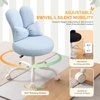 image:imageVINGLI Playful Rabbit Ear Swivel Green Vanity Desk Chair with wheelsampBow PillowCute Comfy Small Armless Adjustable Rolling Stool for BedroomHome Officefor KidsTeensGirlsWomenAdultsTeddy FleeceBaby Blue