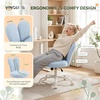 image:imageVINGLI Playful Rabbit Ear Swivel Green Vanity Desk Chair with wheelsampBow PillowCute Comfy Small Armless Adjustable Rolling Stool for BedroomHome Officefor KidsTeensGirlsWomenAdultsTeddy FleeceBaby Blue