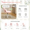 image:imageVINGLI Playful Rabbit Ear Swivel Green Vanity Desk Chair with wheelsampBow PillowCute Comfy Small Armless Adjustable Rolling Stool for BedroomHome Officefor KidsTeensGirlsWomenAdultsTeddy FleeceBlossom Pink